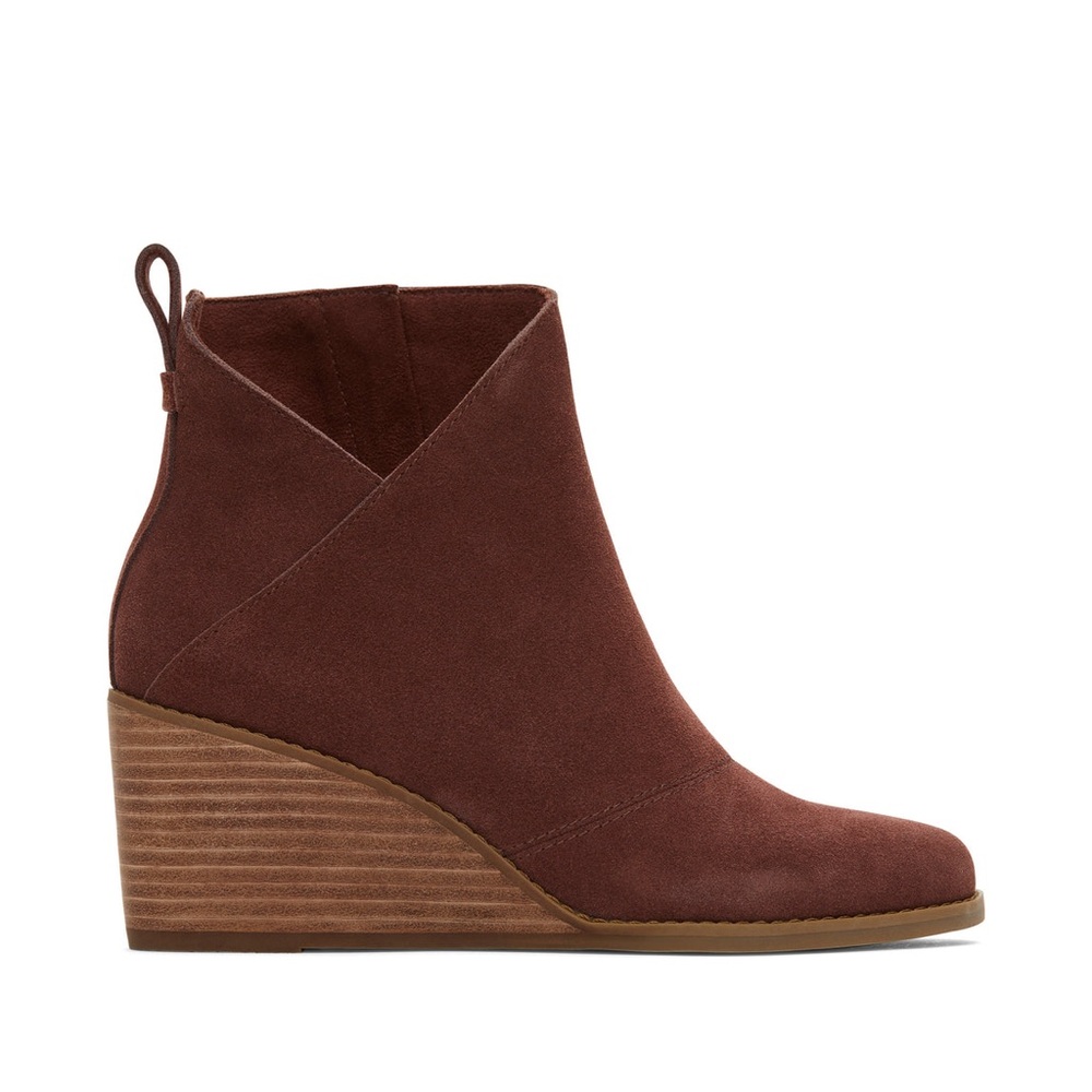 New Toms Sutton Wedge Boot Suede Size 8.5